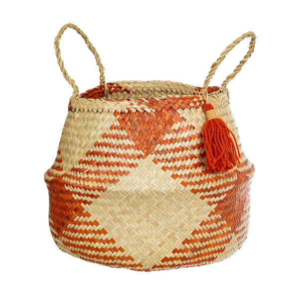 Sass & Belle Terracotta Check Basket Storage Handles Home Living Bedroom Planter