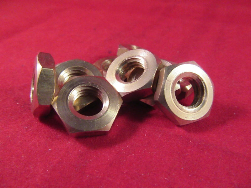 M10 Brass Half Nuts. Brass Lock Nuts, Brass Jam Nuts, 10mm Brass Thin Nuts x 10