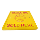 Cast Iron Shell Oil Sold Here Square Sign Plaque Wall Garage Petrol Workshop