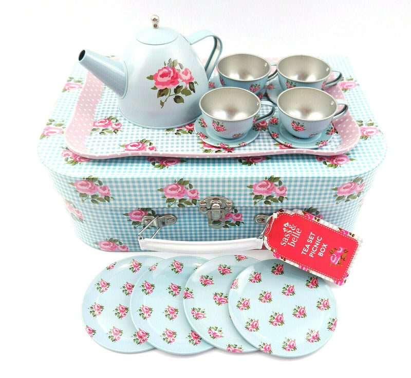 Sass and Belle Children Toy TeaSet Cooking set Kitchen Suitcase Metal Tin