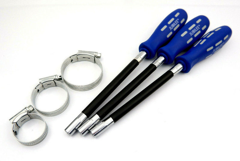 100 x Jubilee Hose Clips with Dispenser Rack Stand and 3 Flexible Drivers Clamp