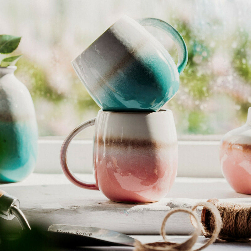 Sass & Belle Dip Glazed Ombre Turquoise Mug Stoneware Coffee Cup Home Gift
