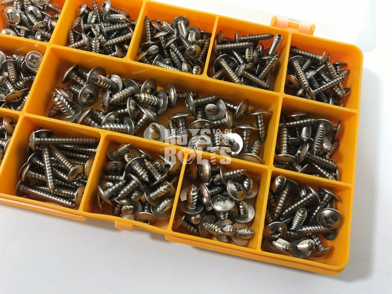 270 ASSORTED PIECE No. 6 8 10 STAINLESS FLANGE POZI PAN SELF TAPPING SCREWS KIT