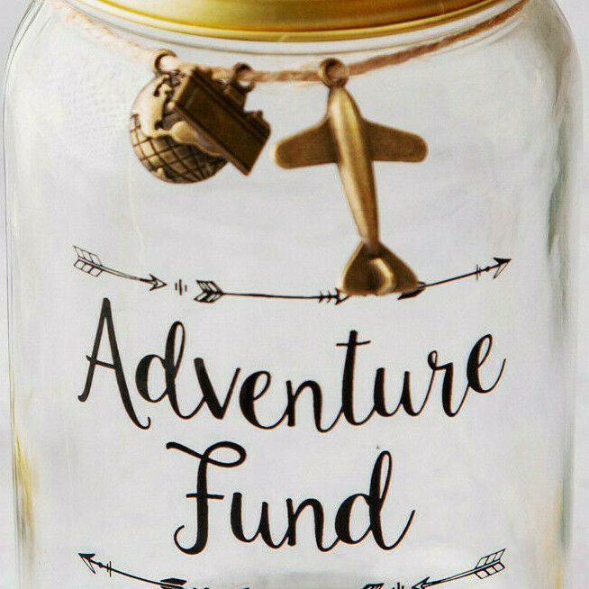 Sass & Belle {Adventure Fund} Money Jar Saving Money Box Gift Present Piggy Bank