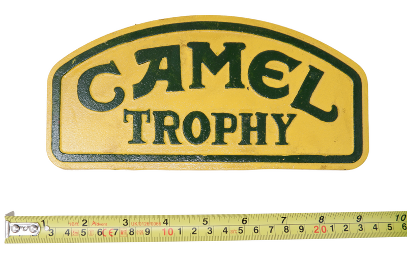 Small Camel Trophy Cast Iron Sign Plaque Wall Garage Petrol Workshop Challenge