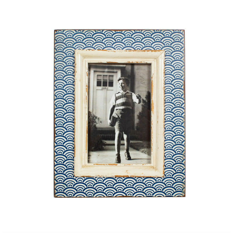 Sass & Belle Ceramic Blue Photo Sashiko Pattern Photo Frame Home Picture Decor