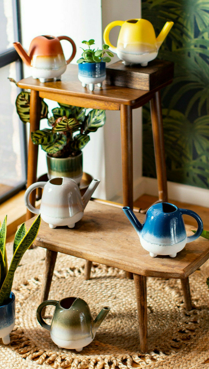 Sass & Belle Mojave Glaze Stoneware Watering Can Plants Flowers Five Colours