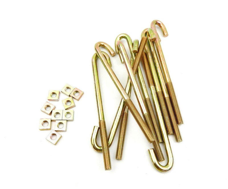Pack of 10, M8 x 140mm J Bolts, Hook Bolts, Roofing Bolts & Nuts, Threaded 50mm