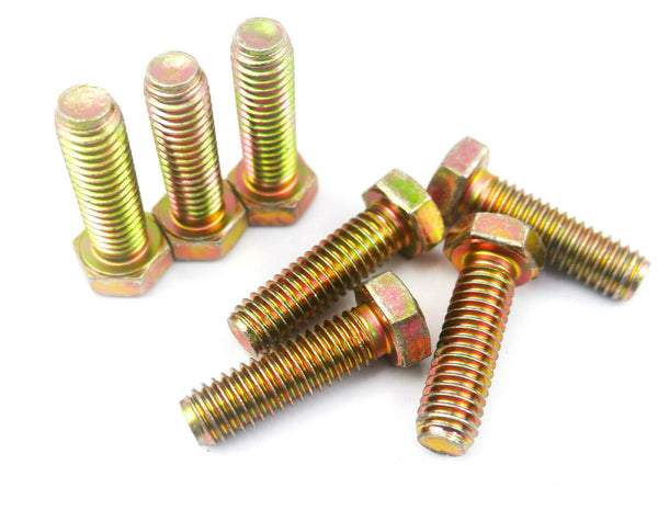 3/8 x 1 1/4 Unc Set Screws Fully Threaded Bolts Yellow Zinc Plated Pack of 10