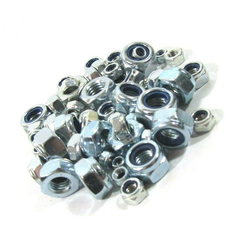300 Grams Mixed Pack of Nyloc Nuts M4 M5 M6 M8 M10 M12 Assortment Mix Pack