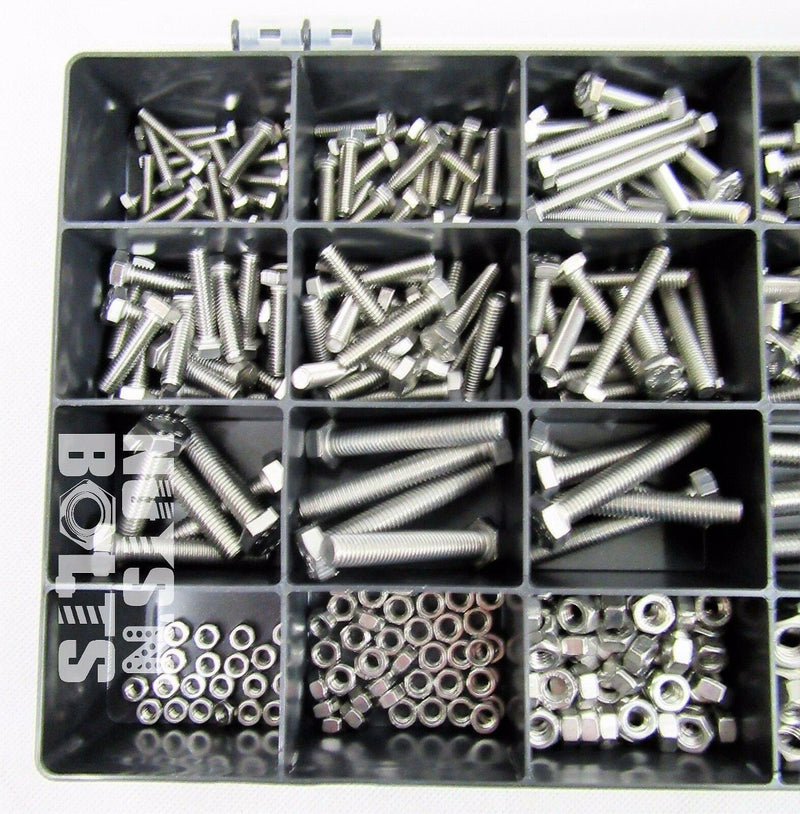 A2 - 70 Assorted Box kit M4,M5 M6 M8 M10 Nuts And Bolts Setscrews A2 Stainless
