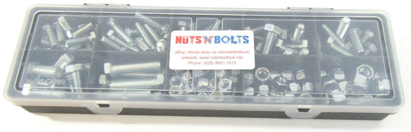 145 Assorted Zinc Plated UNF Nuts, Bolts And Hex Sets 1/4" 5/16" & 3/8"