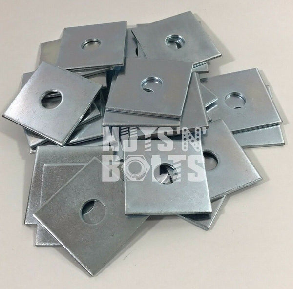 M10 x 50mm x 50mm x 3mm THICK SQUARE PLATE WASHERS ZINC PLATED