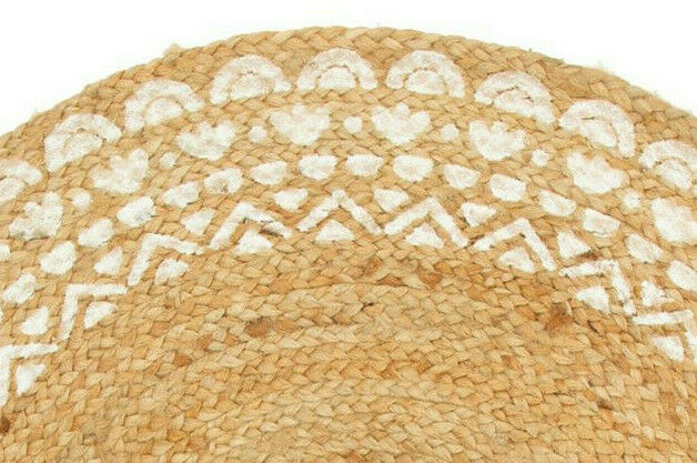 Sass and Belle Natural Ibiza Modern White Jute Circle Braided Rug Floor Carpet