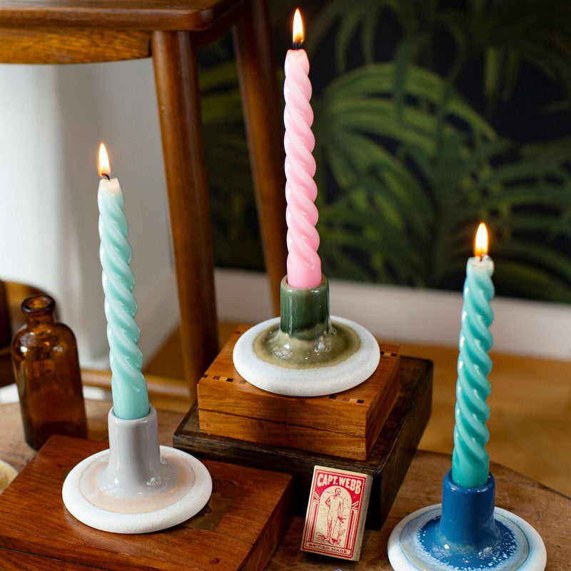 Sass & Belle Mojave Glaze Candlestick Holder Rustic Texture Various Colours