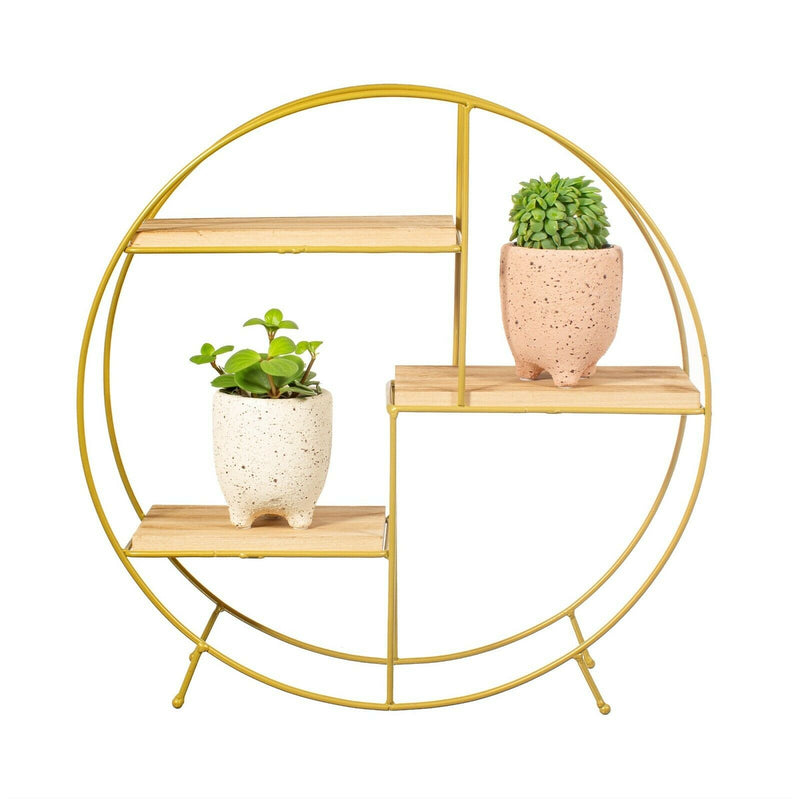 Sass & Belle Antique Gold Round Shelf Storage Display Decor