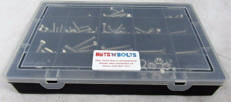 A2 - 70 Assorted Box kit M4,M5 M6 M8 M10 Nuts And Bolts Setscrews A2 Stainless