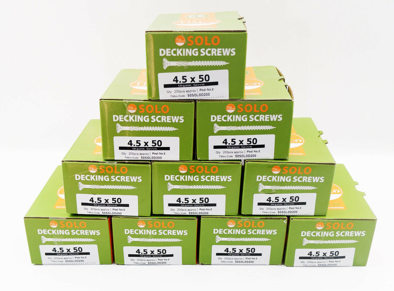 TIMco GREEN DECKING SCREWS 4.5 x 50mm COATED POZI COUNTERSUNK CSK EXTERIOR PZ2
