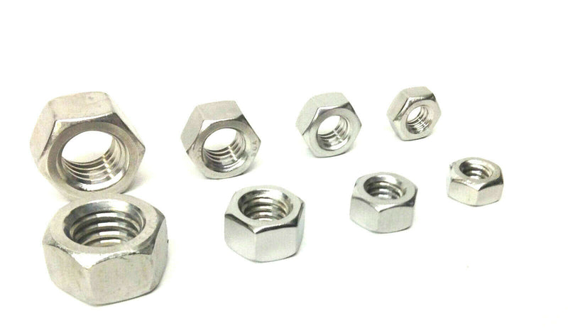 1/4, 5/16, 3/8, 1/2" UNC A2 Stainless Steel Hex Hexagon Nuts