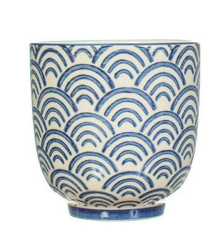 SASS & BELLE SASHIKO PATTERN CUPS YUNOMI ASSORTED SET OF 4 DINING KITCHEN TEA