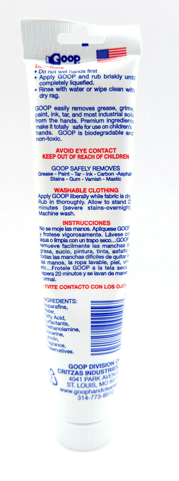 GOOP HAND CLEANER CREAM WATERLESS STAIN LIFTER REMOVER MULTI-USE 150ml