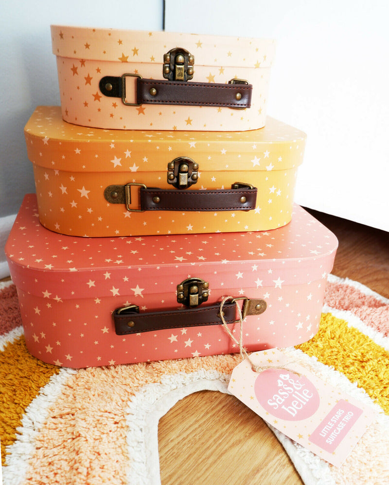 Sass & Belle Set of 3 Little Stars Suitcases Kid Storage Boxes Decorative Cases