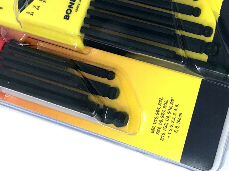 BONDHUS BLX22 20199 13 PIECE INCH / 9 PIECE METRIC BALL ENDED ALLEN HEX KEY SET