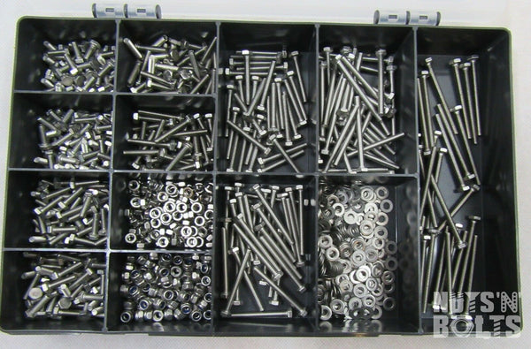 900 pcs M4 ASSORTED BOLTS NUTS AND WASHERS KIT SET A2 STAINLESS STEEL DIN 933