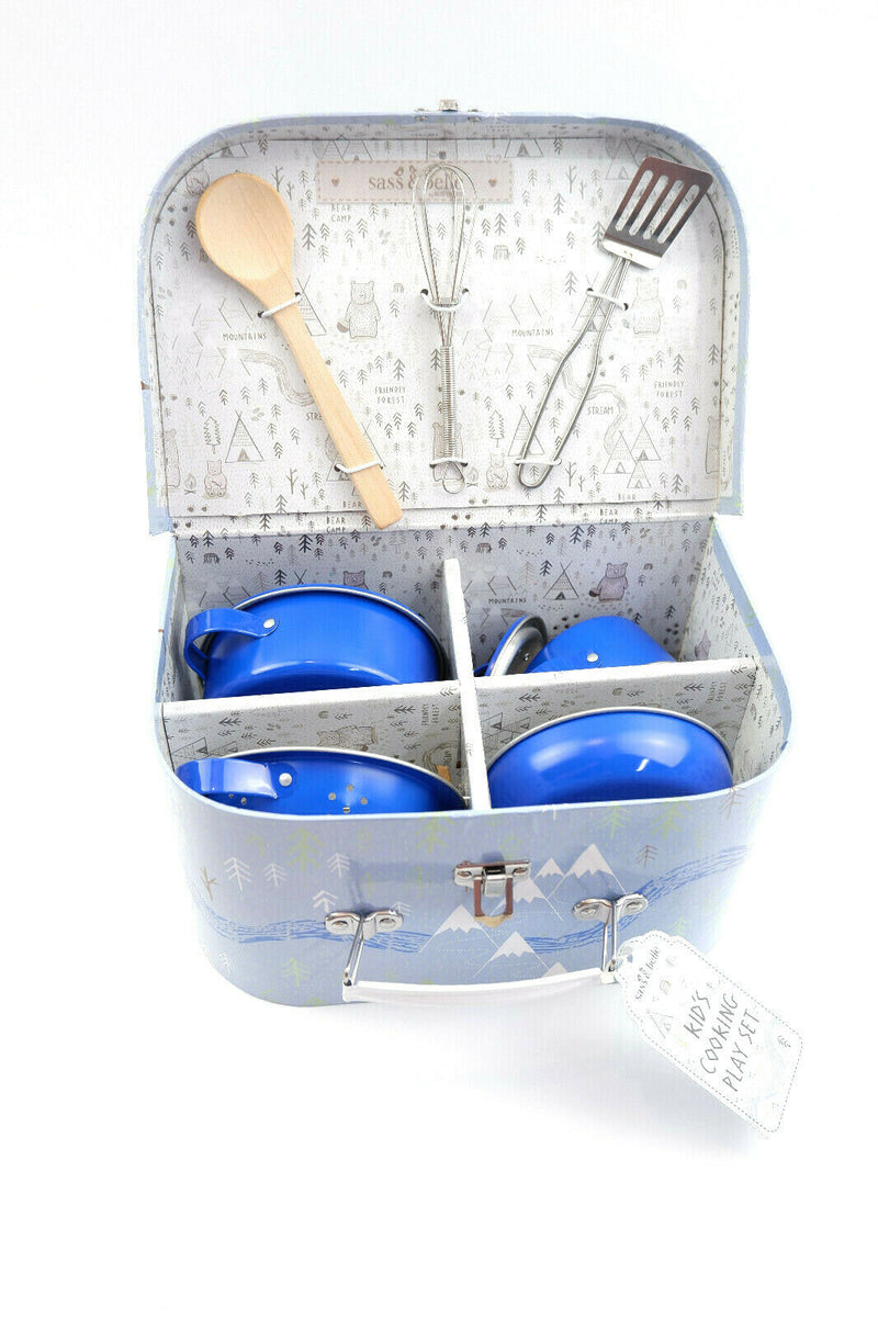 Sass and Belle Children Toy TeaSet Cooking set Kitchen Suitcase Metal Tin