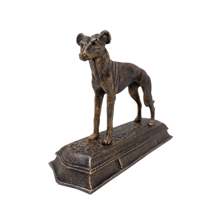 Cast Iron Greyhound Whippet Dog Statue Figure Trophy Fireplace Shelf Ornament