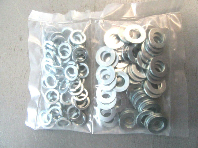 Pack 100 M8 and 8mm Flat Form A Thick Washers and Spring Splitlock Washer Mix
