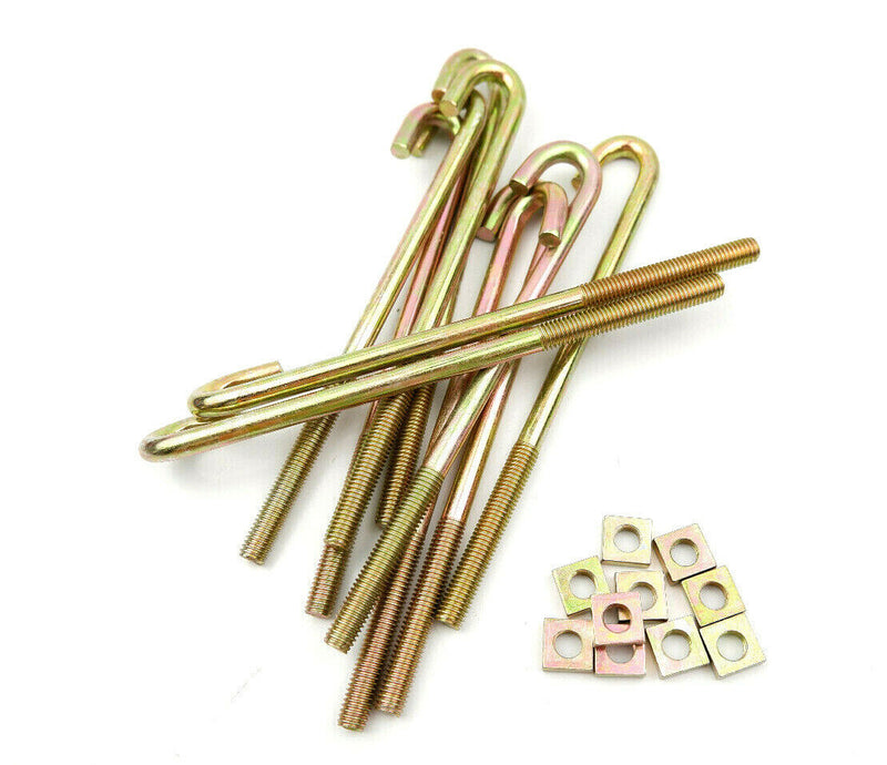 Pack of 10, M8 x 140mm J Bolts, Hook Bolts, Roofing Bolts & Nuts, Threaded 50mm