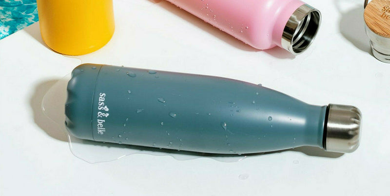 Sass&Belle Graphite Grey Stainless Steel Water Drinks Bottle Hot Cold Insulated
