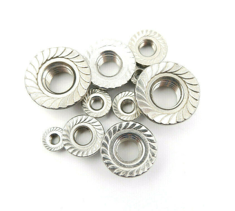 M3 M4 M6 M8 M10 Flanged Nuts Stainless Steel Hex Flange Nut Serrated A2