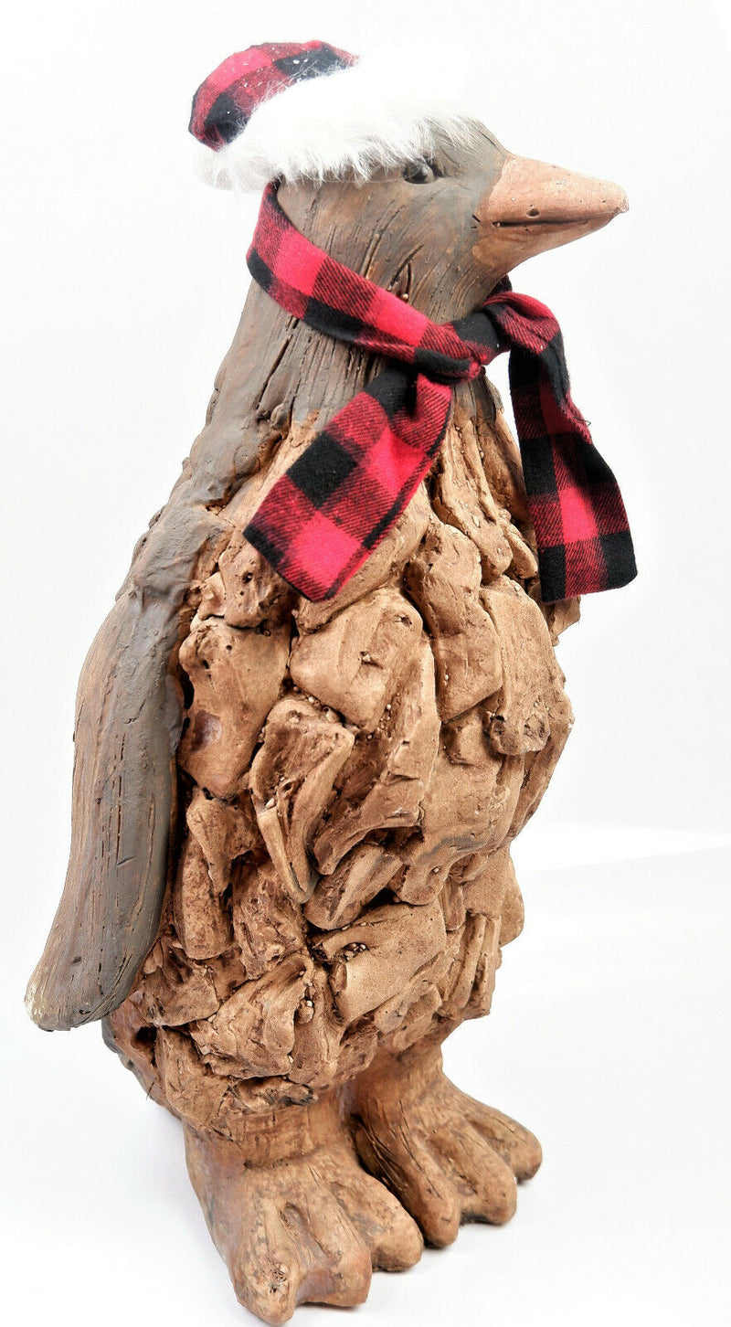 Christmas Penguin Primus Wood Effect Frost Proof Ornament Garden Home Animal