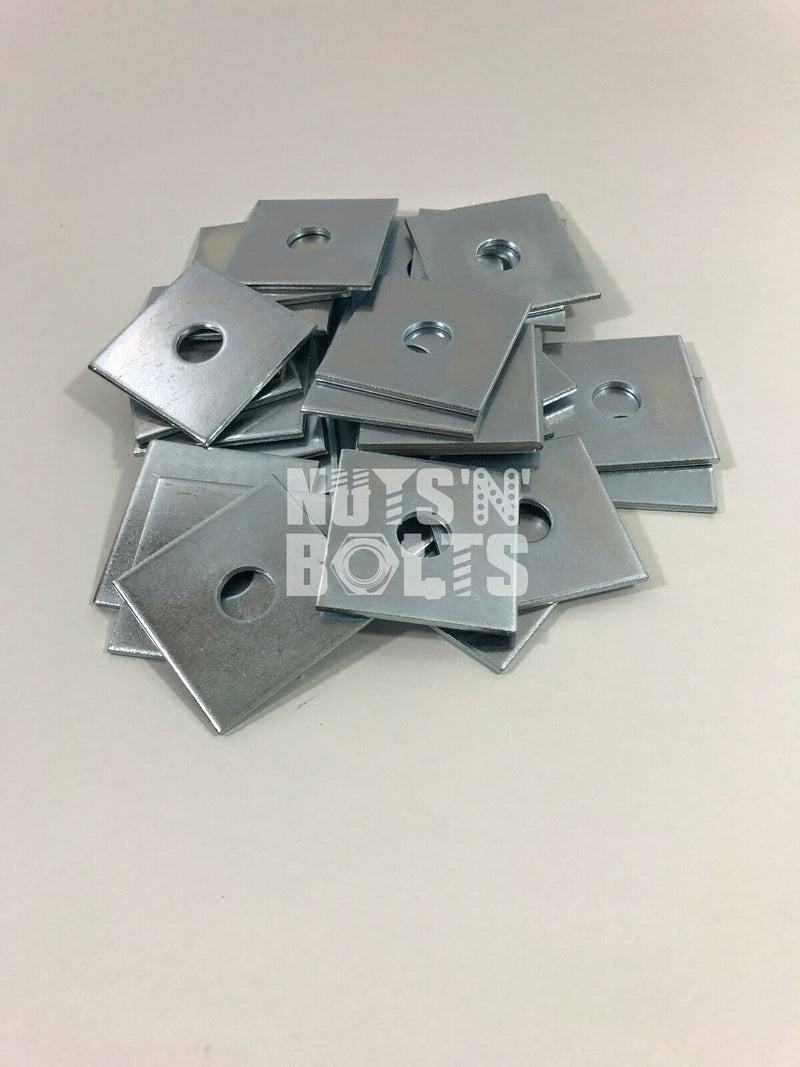 M10 x 50mm x 50mm x 3mm THICK SQUARE PLATE WASHERS ZINC PLATED