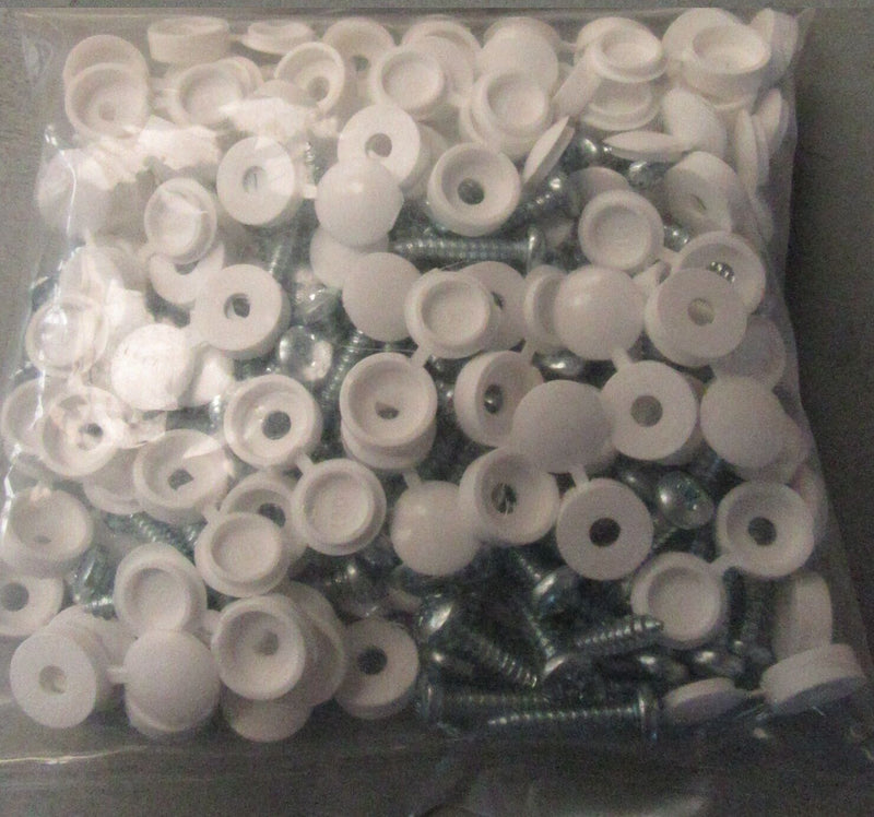 100 Pack Number Plate Plates Metal Screws & White Caps