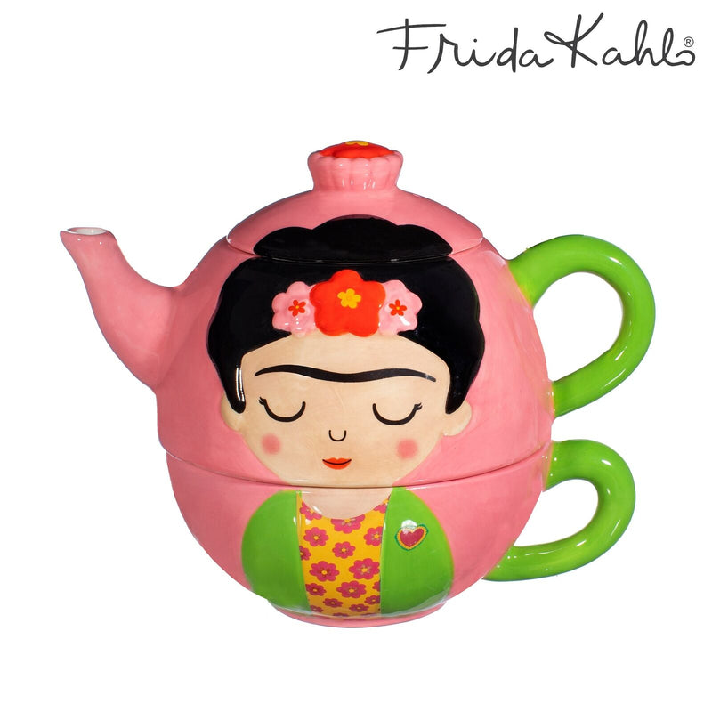 Sass & Belle Frida Kahlo Tea For One Pink Ceramic Teapot Gift Set