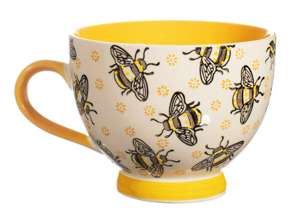 Sass & Belle Hand Stamped Busy Bees Yellow Ceramic Mug/Cup 400ml Coffee Tea