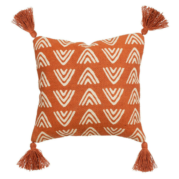 Sass & Belle Terracotta Triangles Block Print Luxury Plush Cushion Home Decor