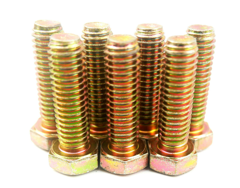 3/8 x 1 1/4 Unc Set Screws Fully Threaded Bolts Yellow Zinc Plated Pack of 10