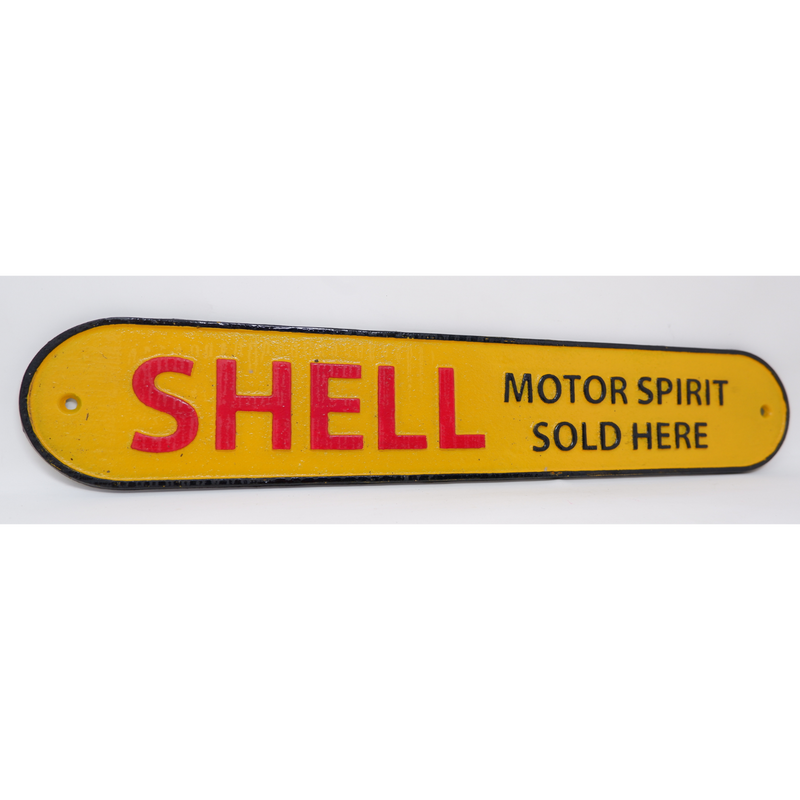 Large 51cm Shell Cast Iron Sign Plaque Door Wall Garage Gate Petrol Fuel Oil