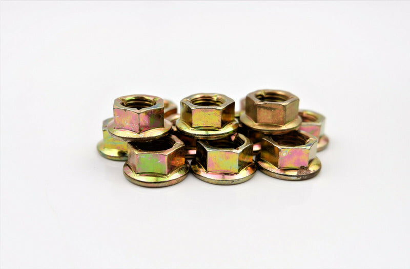 Metric Fine M10 x 1.25 Zinc Hexagon All Metal Manifold Flange Tri Lock Nuts 10.9