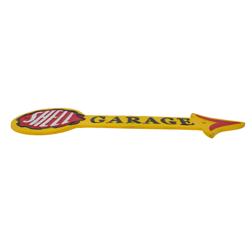 Cast Iron Shell Arrow Fuel Sign Plaque Wall Garage Petrol Shop Workshop Garage