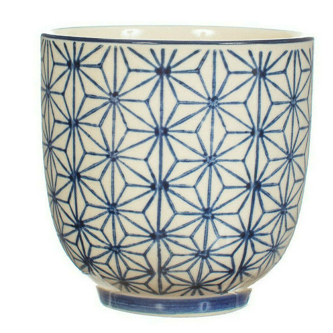 SASS & BELLE SASHIKO PATTERN CUPS YUNOMI ASSORTED SET OF 4 DINING KITCHEN TEA