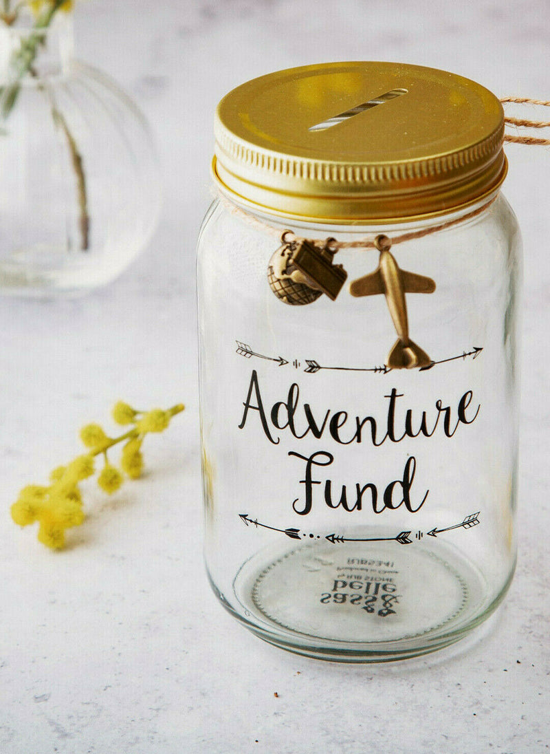 Sass & Belle {Adventure Fund} Money Jar Saving Money Box Gift Present Piggy Bank