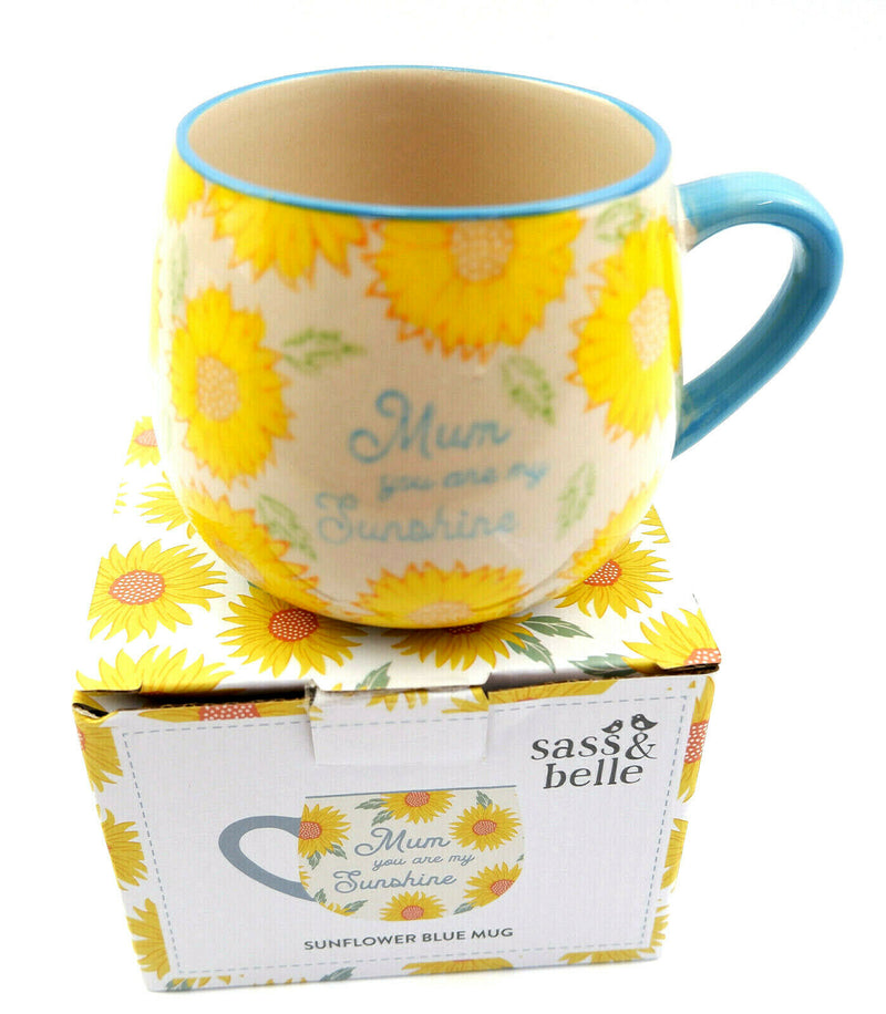 Mum Mummy Mam Day Sunflower You Are My Sunshine Bright Blue Mug Cup Tea Coffee
