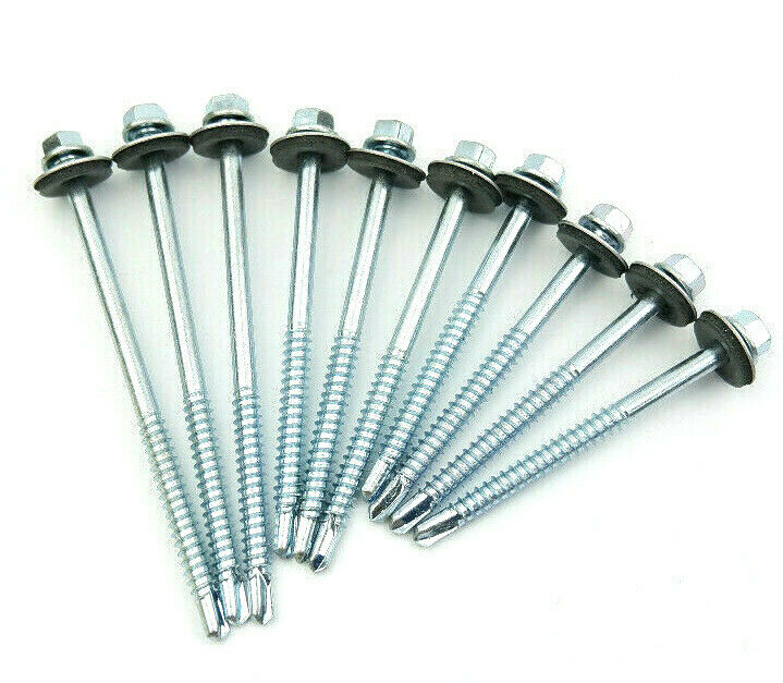 TEK SELF DRILLING SCREWS WITH SEALING WASHERS ZINC PLATED FOR METAL ROOFING CR3