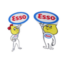 Cast Iron Esso Man Boy&Girl Lady Plaque Sign Oil  Hand Painted Pair Wall Garage