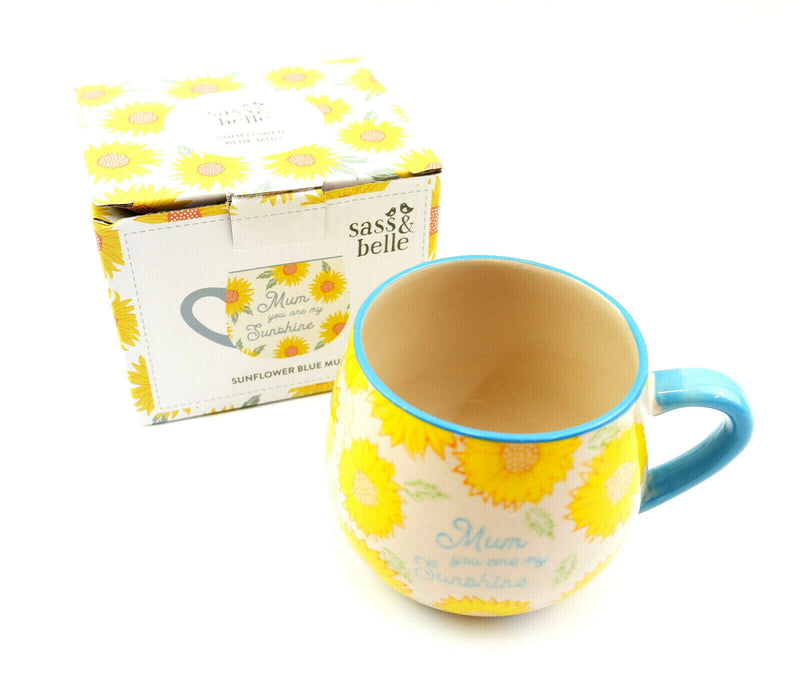 Mum Mummy Mam Day Sunflower You Are My Sunshine Bright Blue Mug Cup Tea Coffee